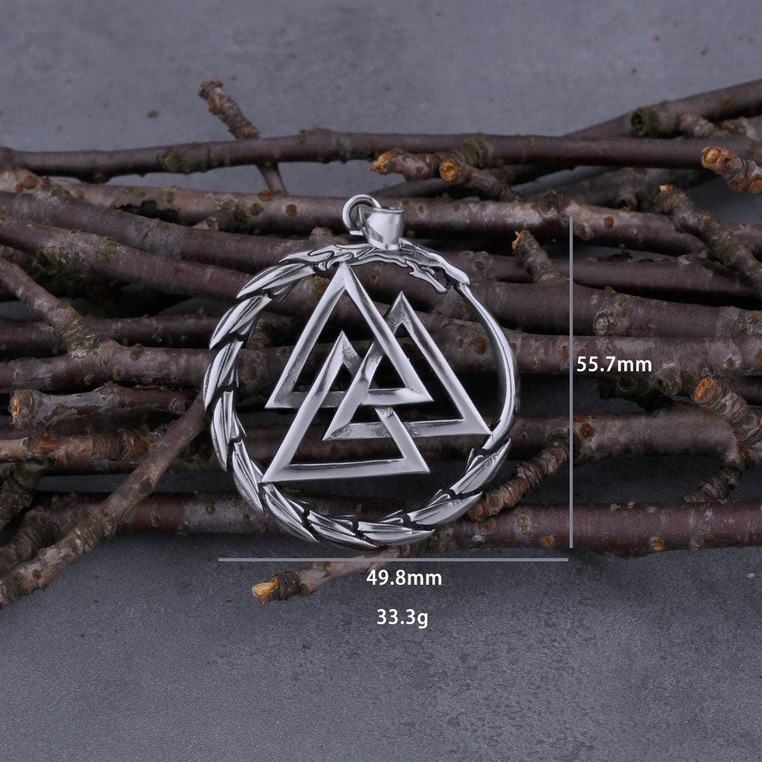 Colar Dragão Devorador Valknut Aço Inox - Rocktude