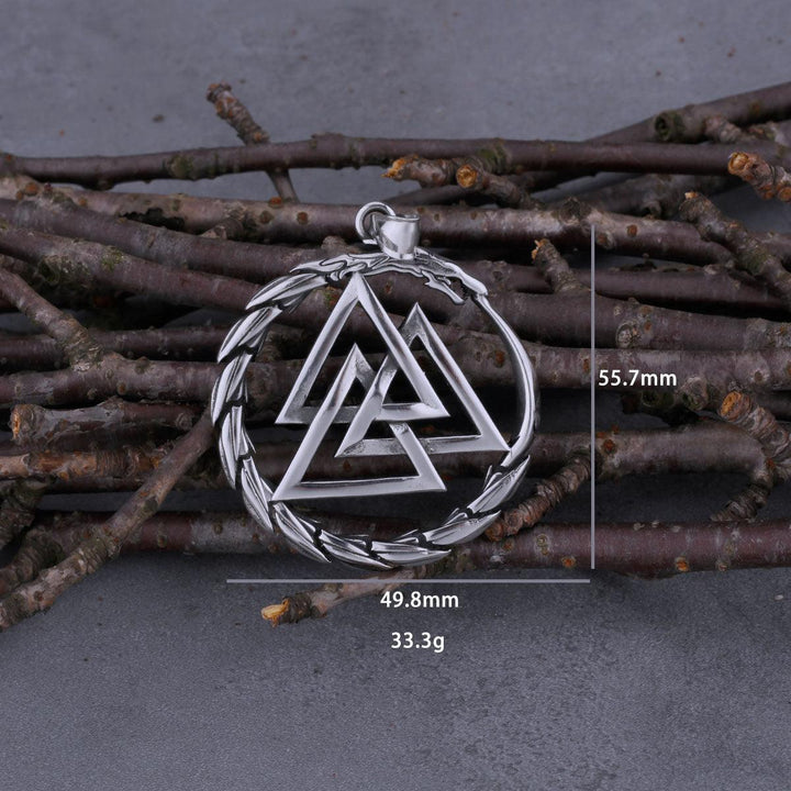 Colar Dragão Devorador Valknut Aço Inox - Rocktude