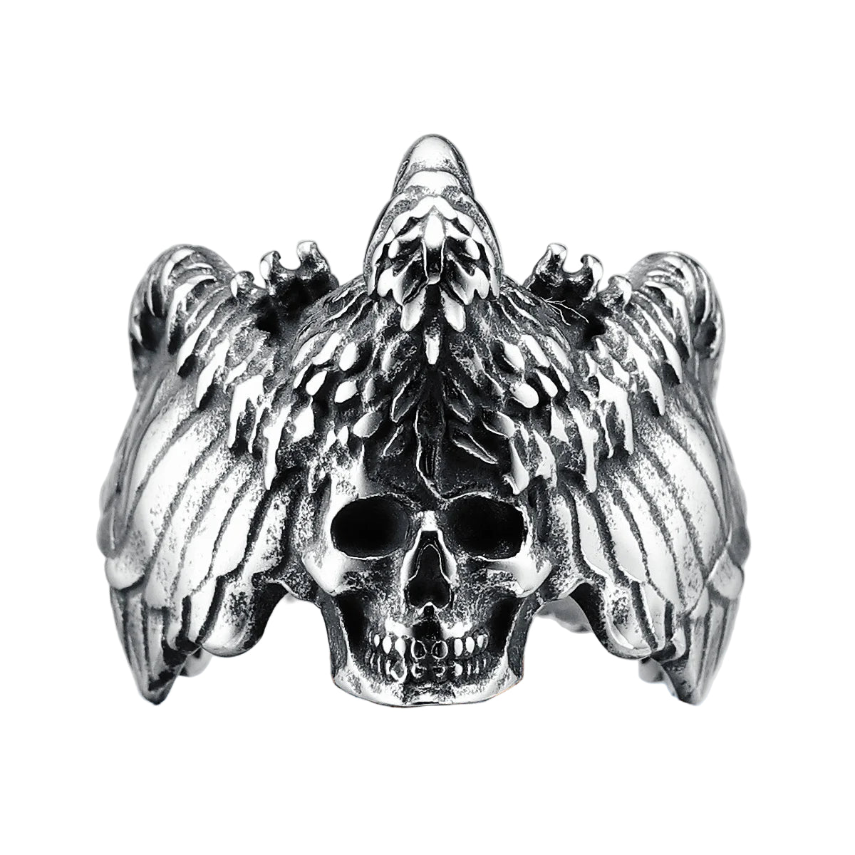 Anel Gothic Skull Asas Aço inox