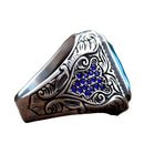 Anel Prata Thin Pedra Azul Turca - Rocktude