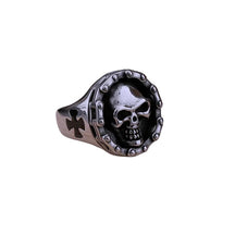 Anel Cravejado Caveira Corrente Aço Inox - Rocktude