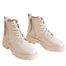 Bota Coturno Feminina Couro Zíper Duplo - Rocktude