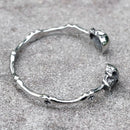 Pulseira Double Skull Ajustável Aço Inox - Rocktude
