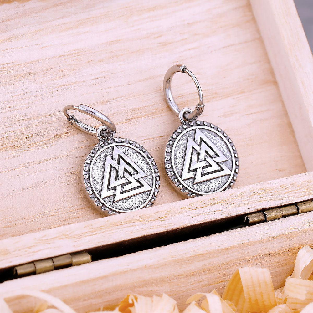 Brinco Símbolo Valknut Aço Inox - Rocktude