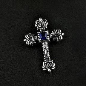 Colar Crucifixo Pedra Blue Prata 925