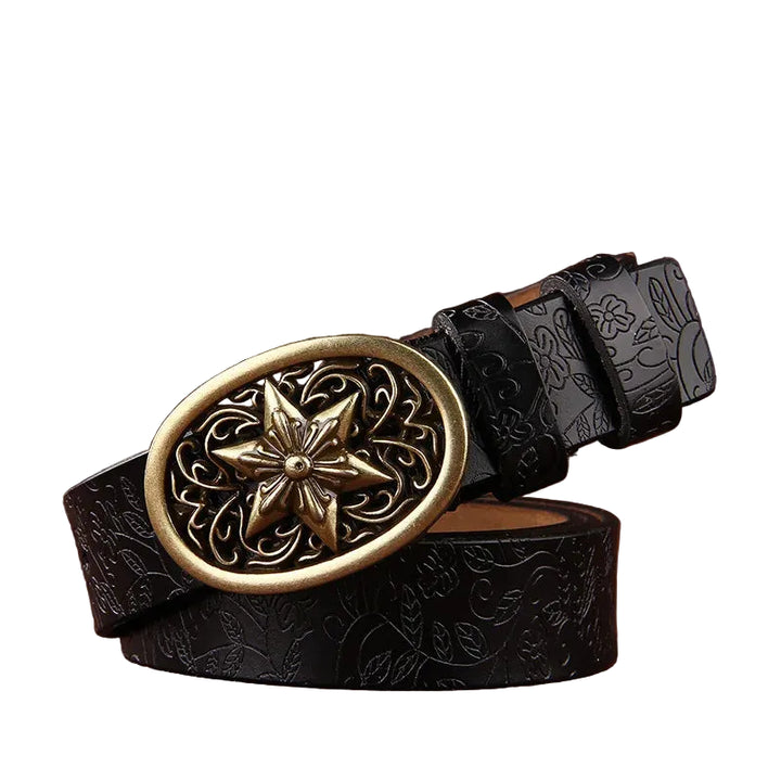 Cinto Couro Feminino Floral