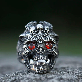 Anel Caveira Eyes Vermelhos - Rocktude