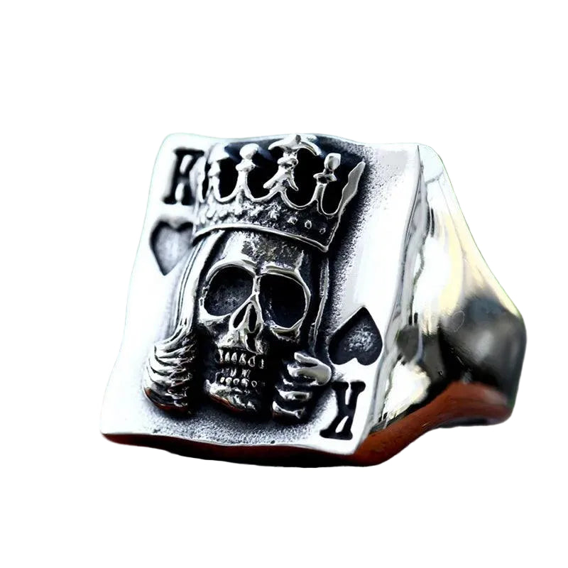 Anel Prata King K Poker - Rocktude