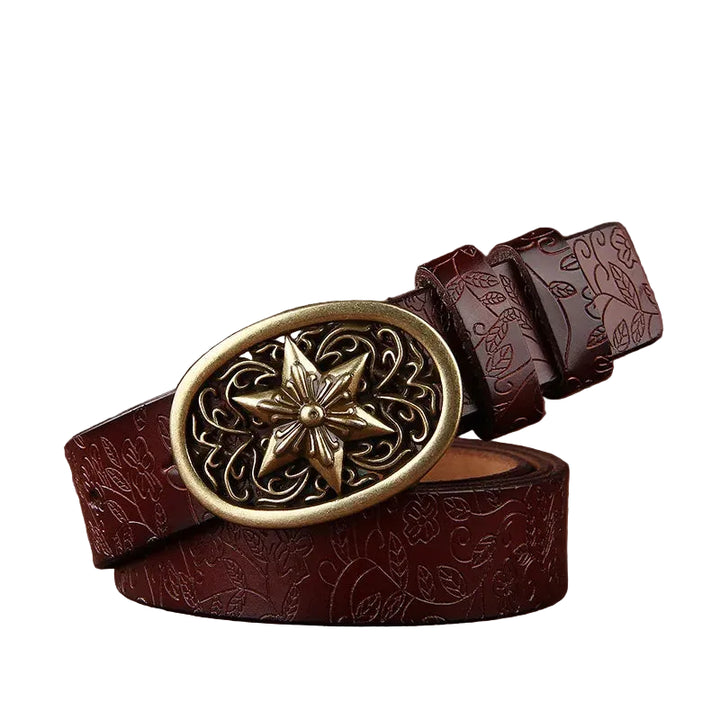 Cinto Couro Feminino Floral
