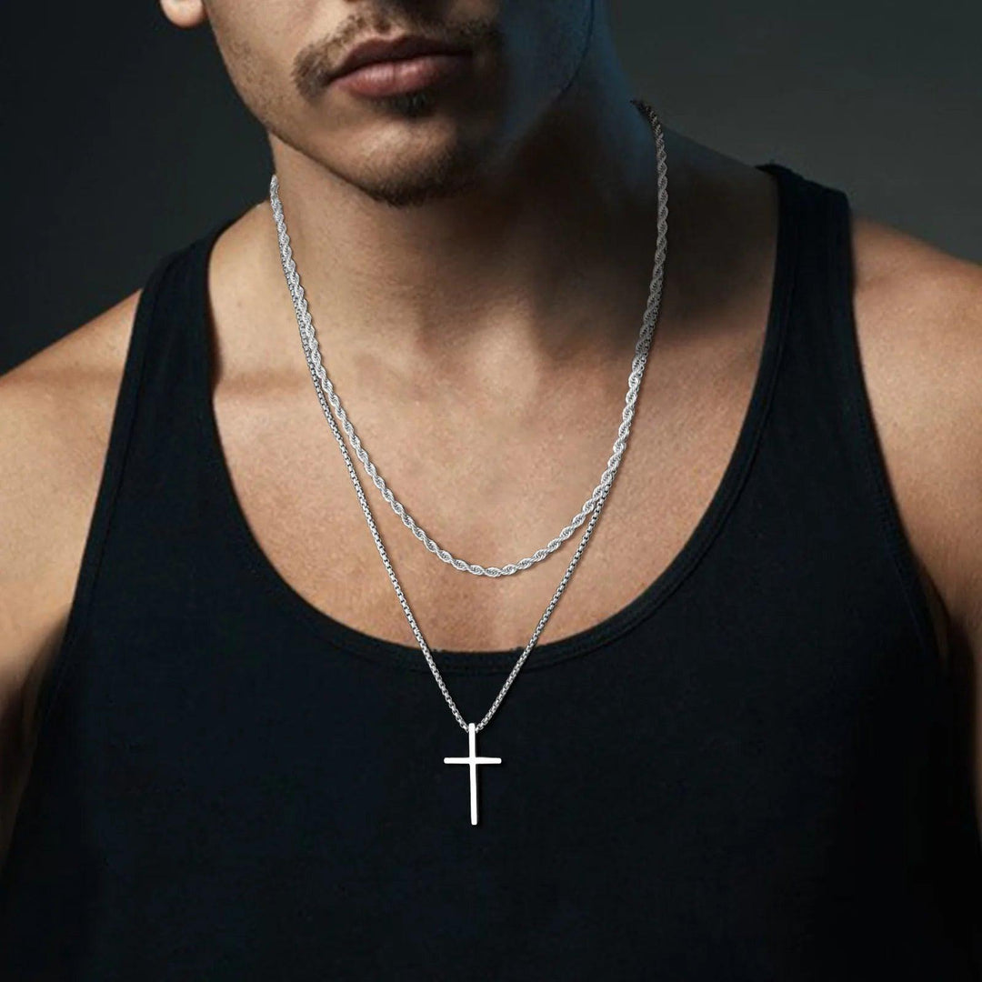 Colar Pingente Crucifixo + Corrente Brinde - Rocktude
