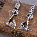Colar Masculino Viking Machado Runa Aço Inoxidável — Rock Nórdico