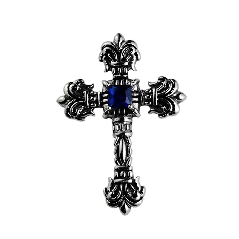 Colar Crucifixo Pedra Blue Prata 925