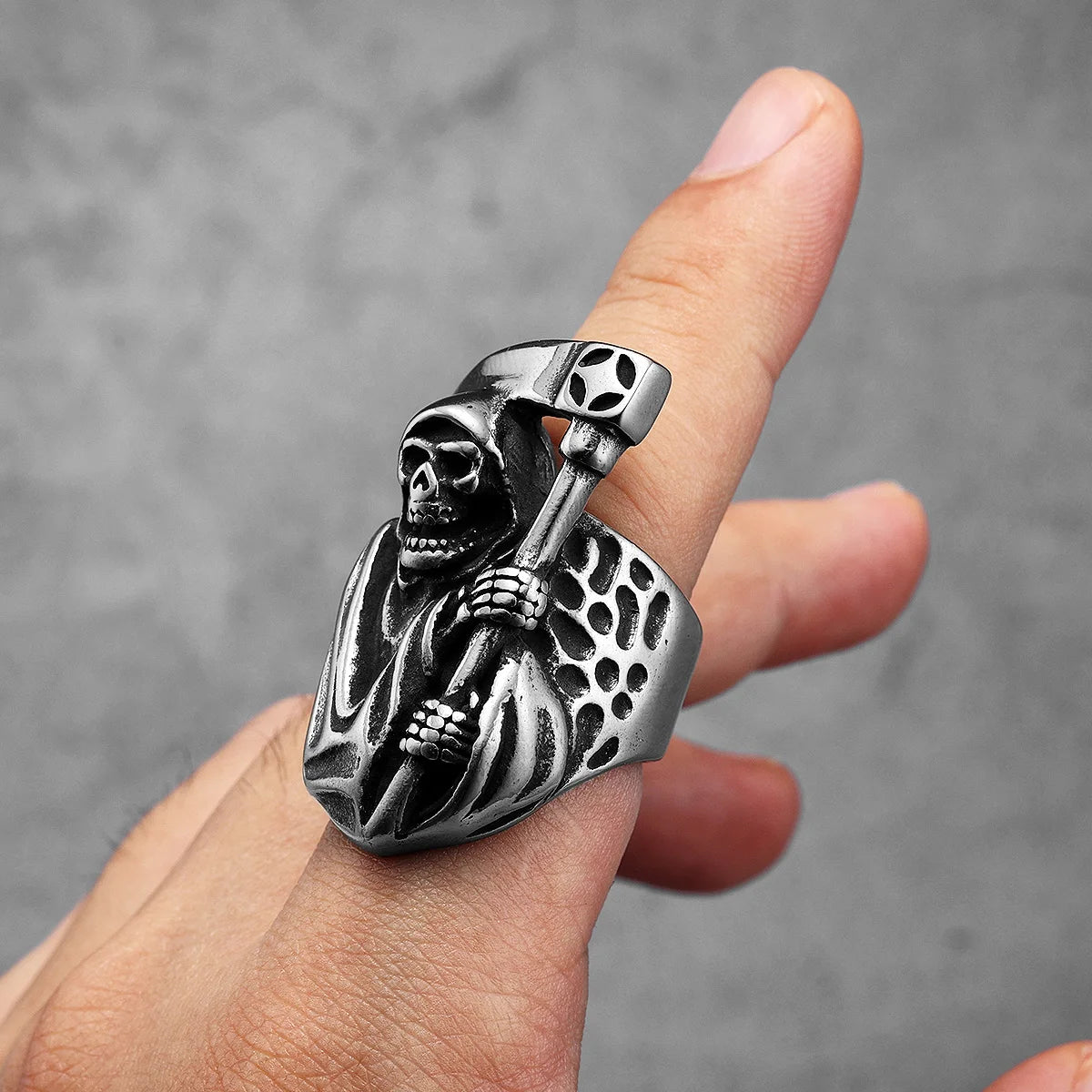 Anel Skull Ceifador Sickle Aço Inox