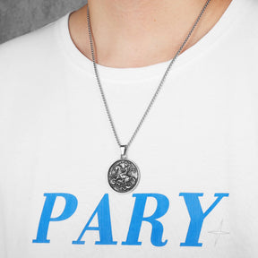 Colar Amuleto São Jorge São Miguel Aço Inox