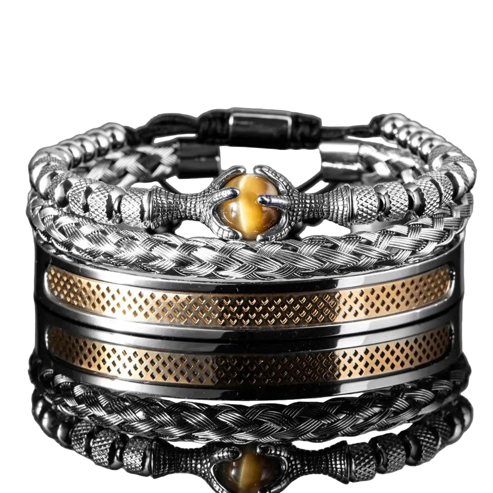 Pulseira Olho de Tigre Super Luxo 3 Peças - Rocktude