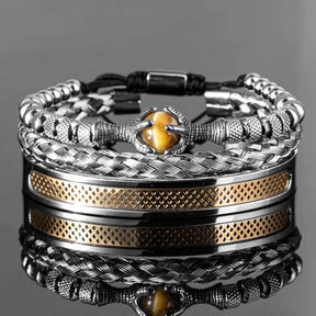 Pulseira Olho de Tigre Super Luxo 3 Peças - Rocktude