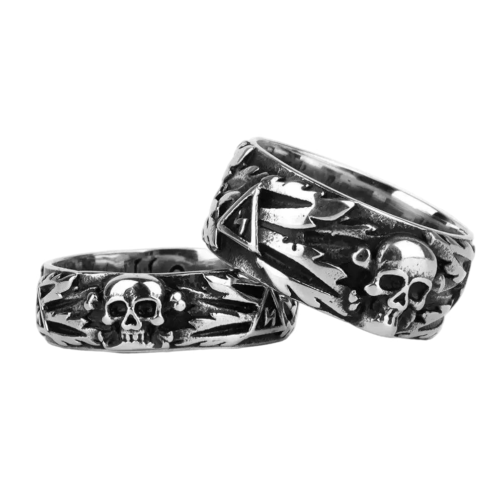 Anel Aliança Caveira Luxo Aço Inoxidável - Rocktude
