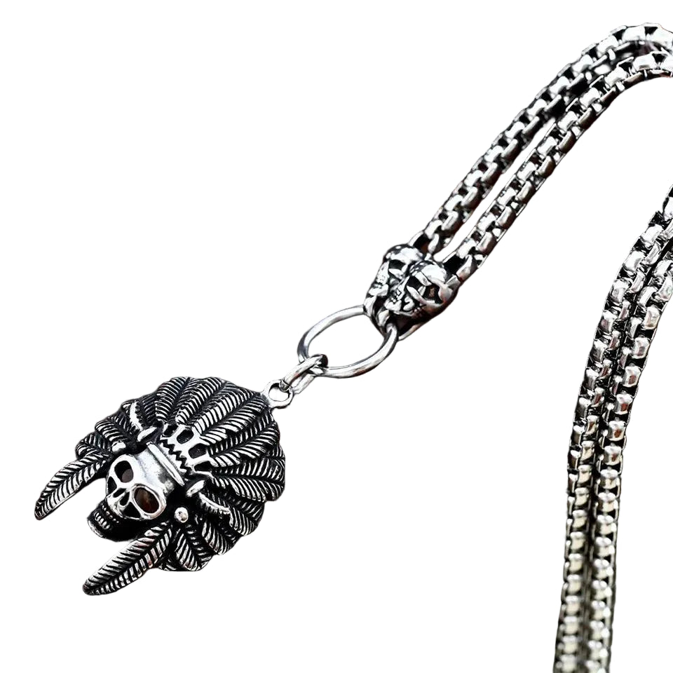 Colar Masculino Pingente Skull Cacique - Rocktude