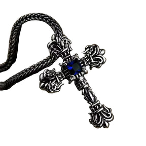 Colar Crucifixo Pedra Blue Prata 925