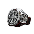 Anel Masculino Cruz Sao Bento Aco Inox Rocktude - Frente