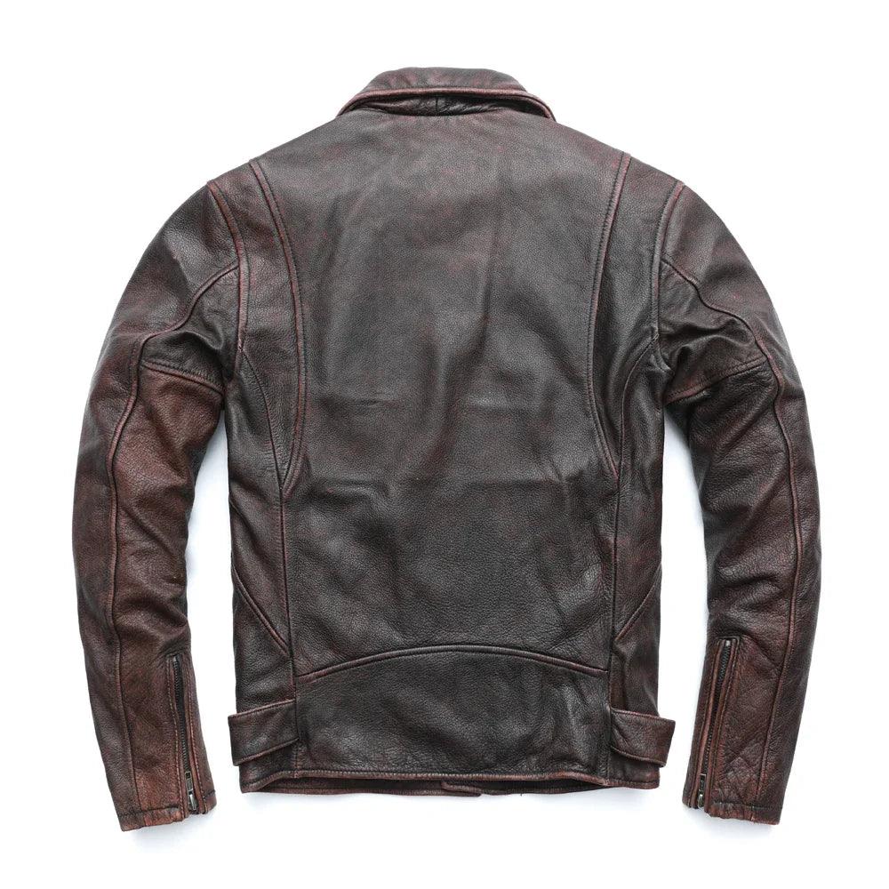 Jaqueta de Couro Legitimo Ferrugem Masculina Rocktude - Lateral