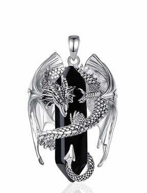 Colar Cristal Pingente Dragão Aço Inoxidável