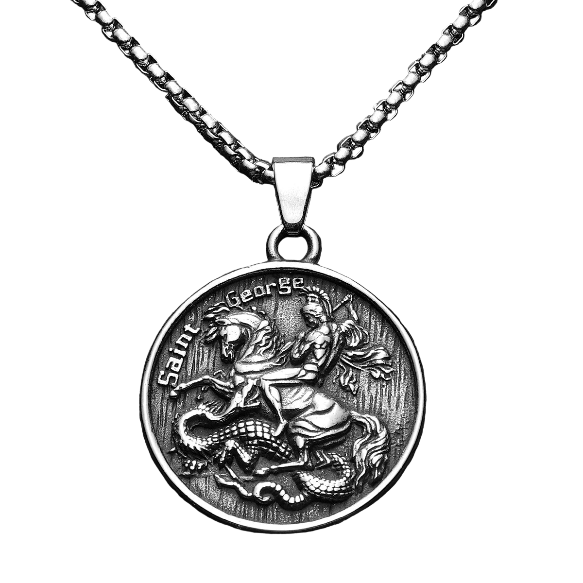 Colar Amuleto São Jorge São Miguel Aço Inox