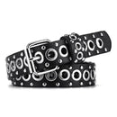 Cinto Couro Feminino Punk Holes