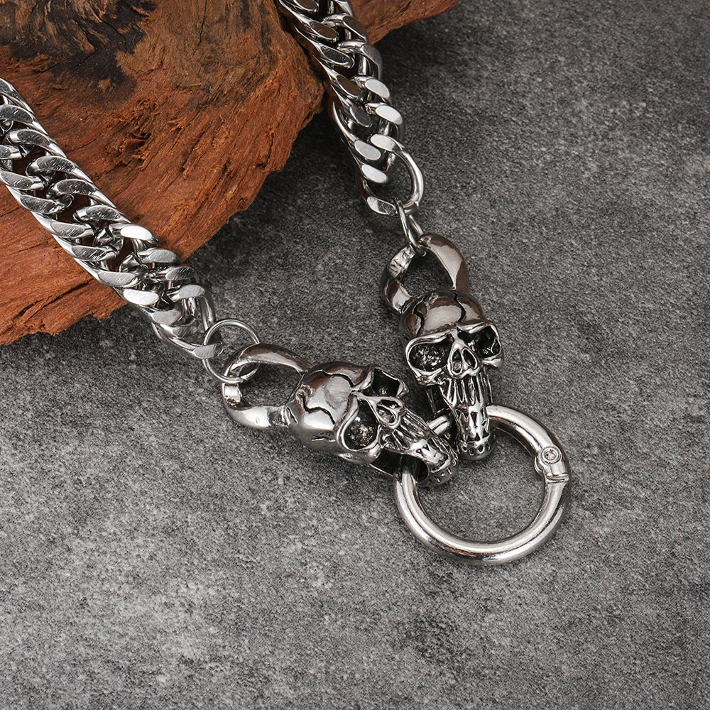 Corrente cintura skull cubana aço inox | Rocktude