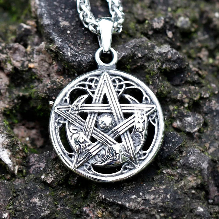Colar Prata Estrela de Cinco Pontas Lunar - Rocktude