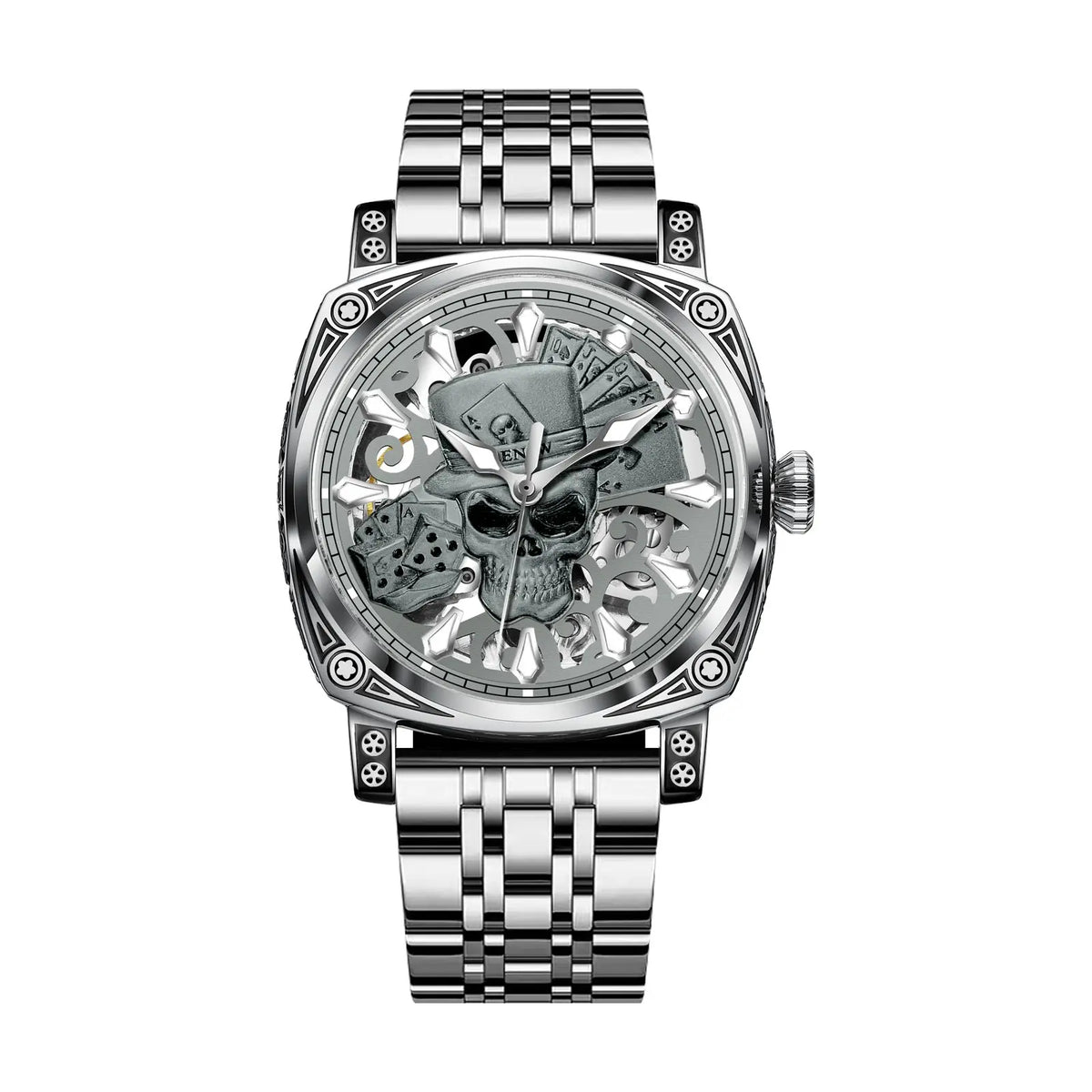 Relógio Skull Automático Aço Inoxidável