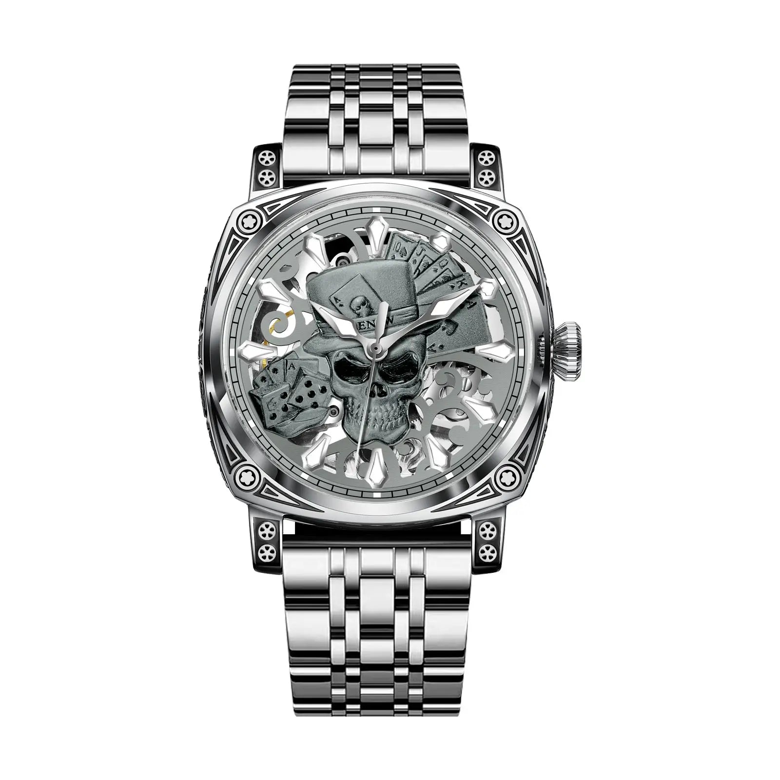 Relógio Skull Automático Aço Inoxidável