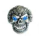 Anel Caveira Punk Pedra Olhos Azuis
