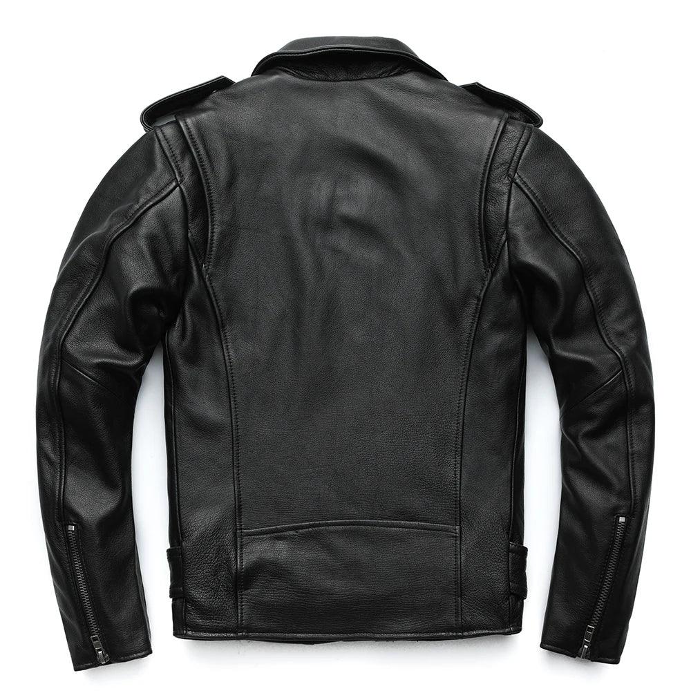 Jaqueta Couro Classica Motociclista Masculina Costas Rocktude