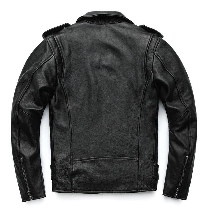 Jaqueta Couro Classica Motociclista Masculina Costas Rocktude