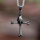 Colar Pingente Cruz Ossos Caveira Punk - Rocktude