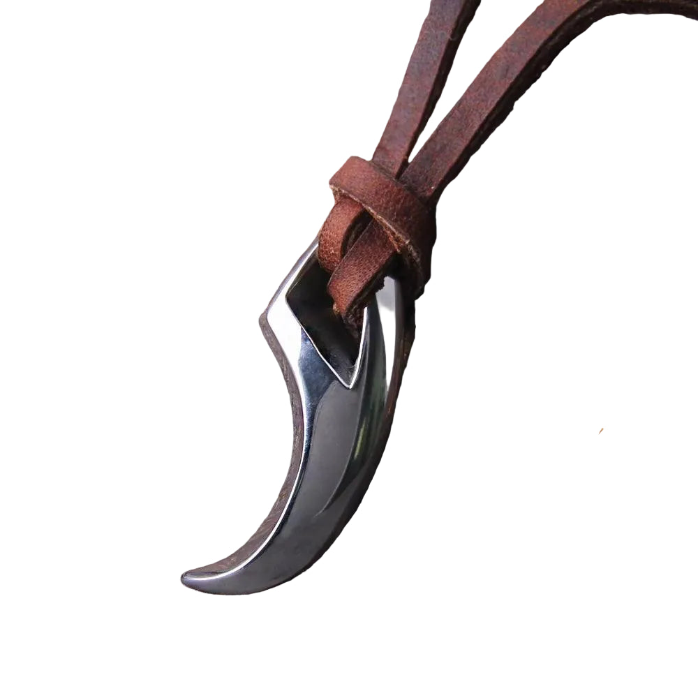 Colar Viking Tooth Corda de Couro - Rocktude