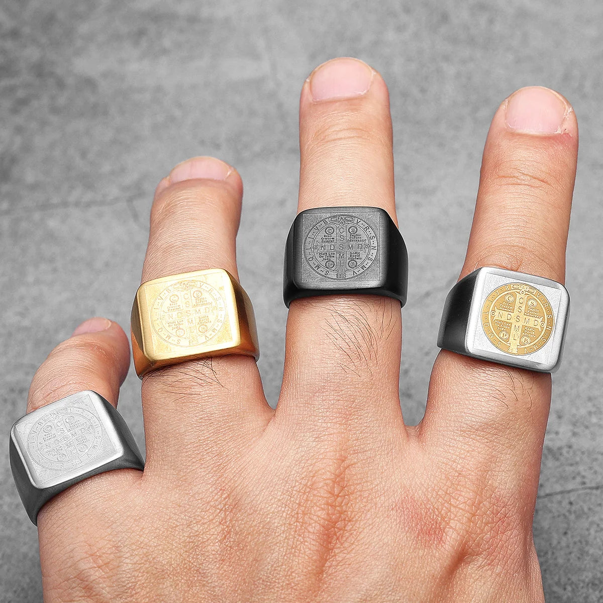 Anel Quadrado São Bento Aço Inox