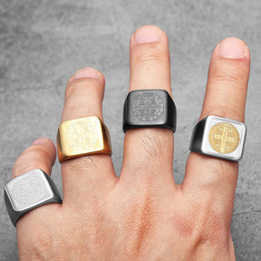 Anel Quadrado São Bento Aço Inox