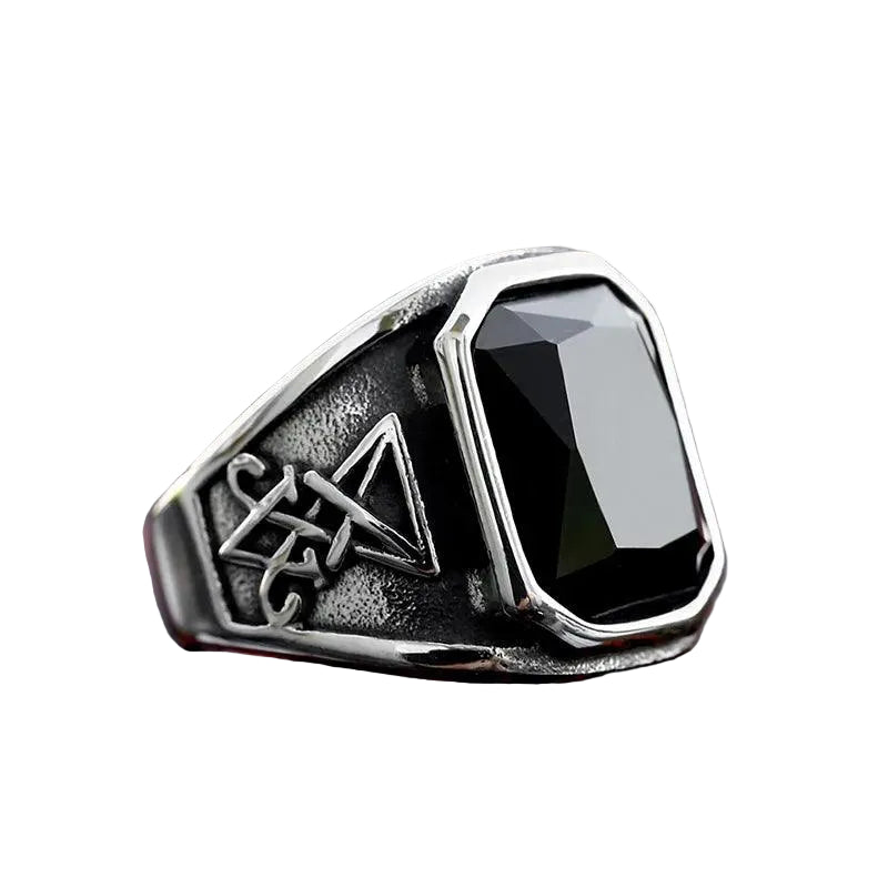 Anel Motociclismo Sinete Pedra Preta - Rocktude