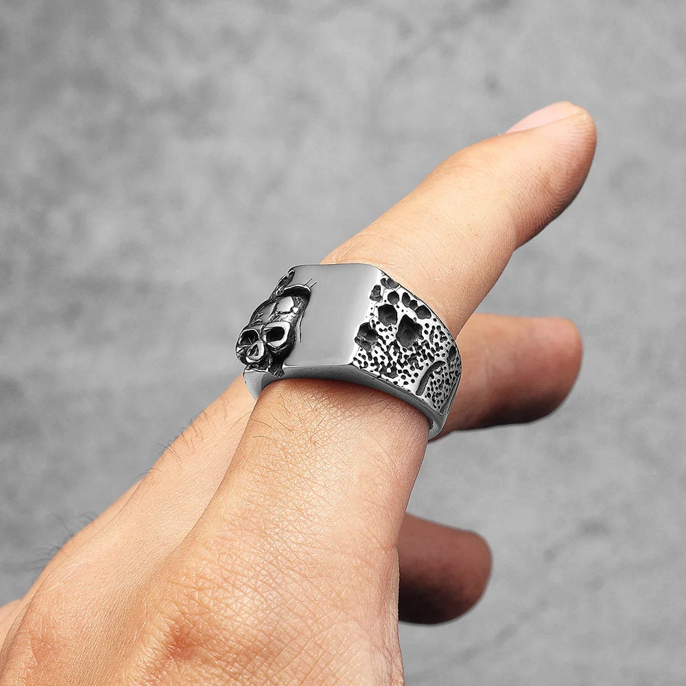 Anel Skull Punk Rock Aço Inox | Rocktude