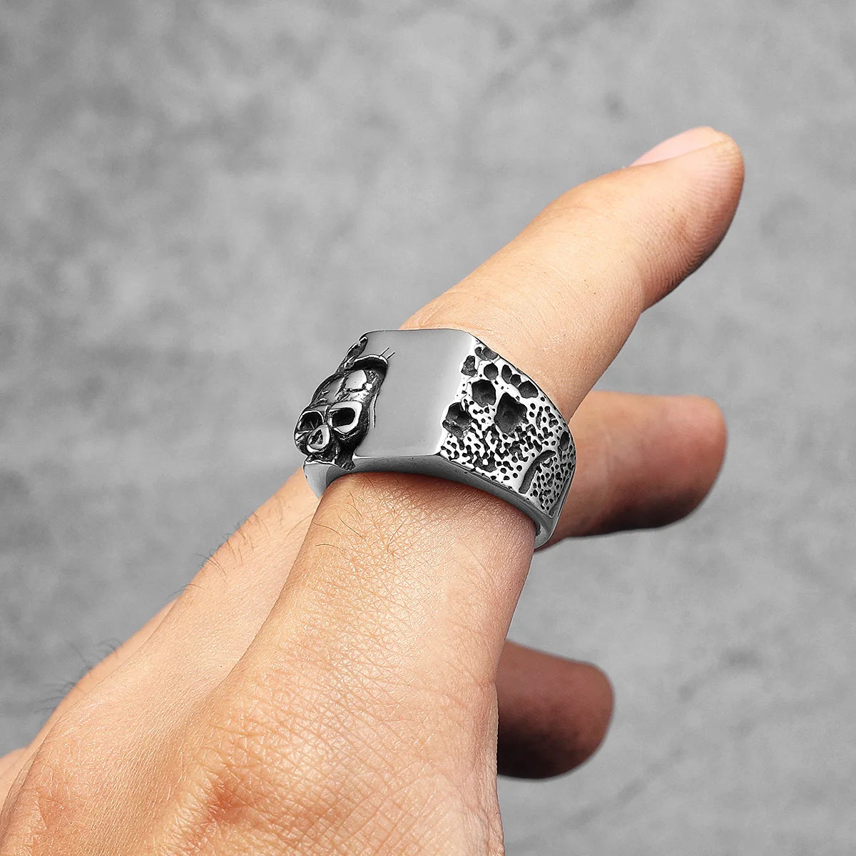 Anel Skull Punk Rock Aço Inox