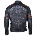 Jaqueta de Couro Genuino Motociclista Skull Preta Rocktude - Frente