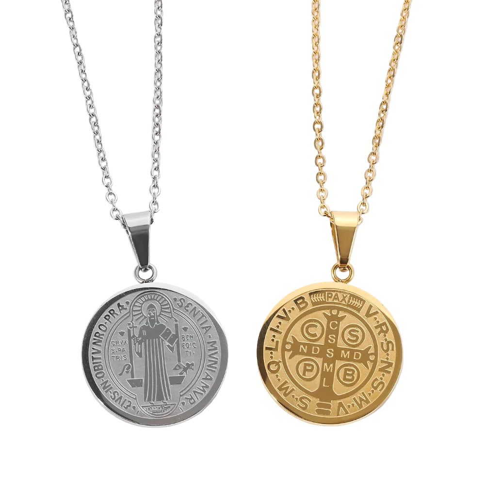 Colar Medalha de São Bento Aço Inox