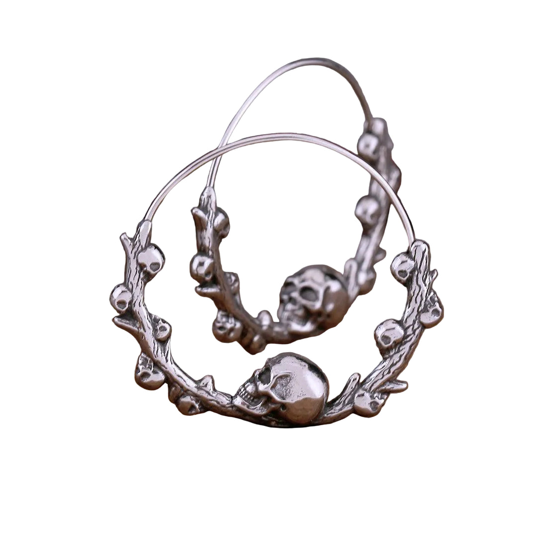 Brinco Argola Skull Aço Inox - Rocktude
