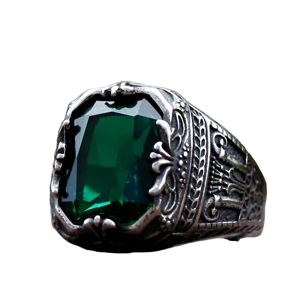 Anel Pedra Verde Rich Aço Inoxidável - Rocktude