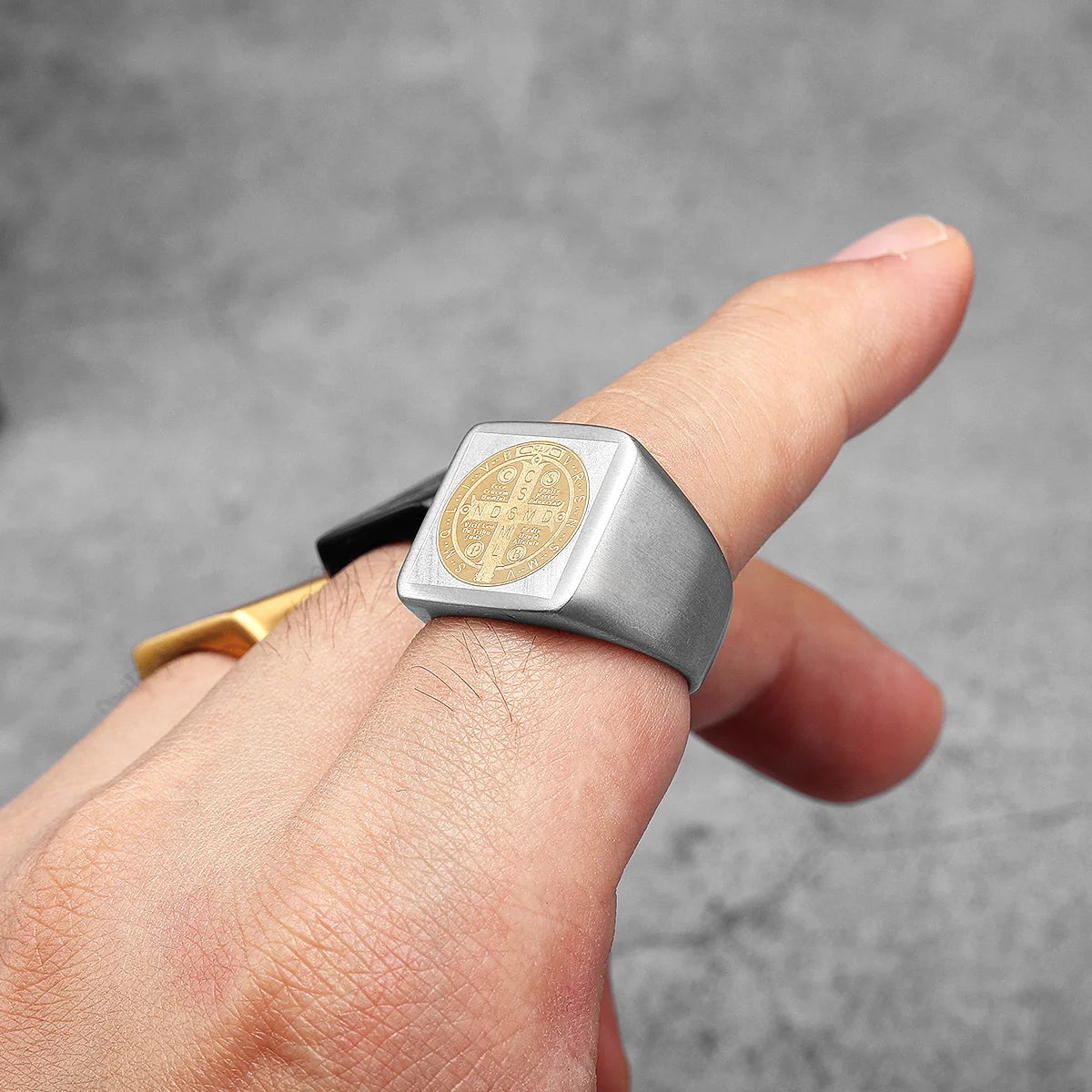 Anel Quadrado São Bento Aço Inox