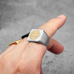 Anel Quadrado São Bento Aço Inox