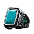 Anel Prata Thin Pedra Azul Turca - Rocktude