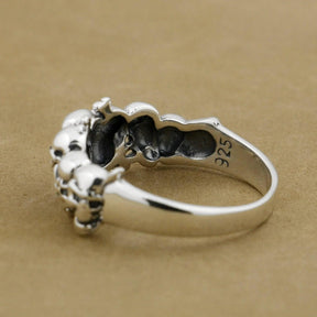 Anel de Caveiras Prata 925 - Rocktude
